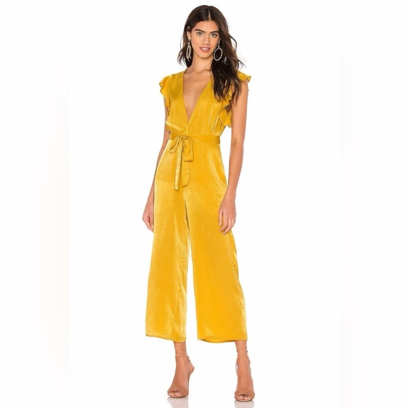 Tularosa Pants - TULAROSA SUNSET YELLOW SATIN JUMPSUIT SIZE SMALL  NEW WITH THE TAGS